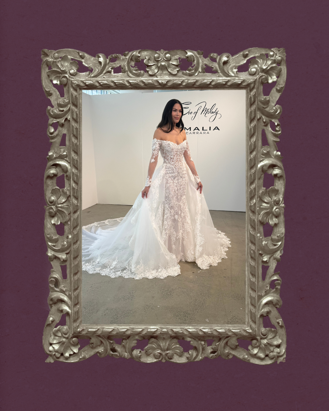 Graphic of Eve of Milady dress from there latest collection, exclusively available to shop at Bridals by Lori in June 